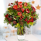 Blumenstrauß Weihnachtsfest mit Vase & 2 Ferrero Rocher