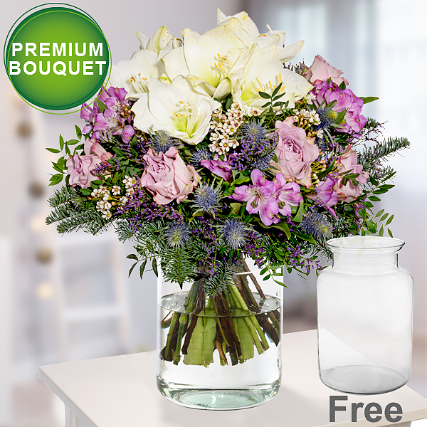 Premium Bouquet Winterhauch with premium vase