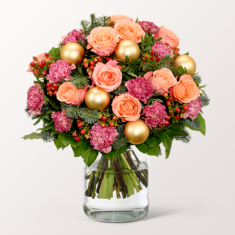 Premiumstrauß Winterzauber mit Premiumvase & Ferrero Giotto 3er