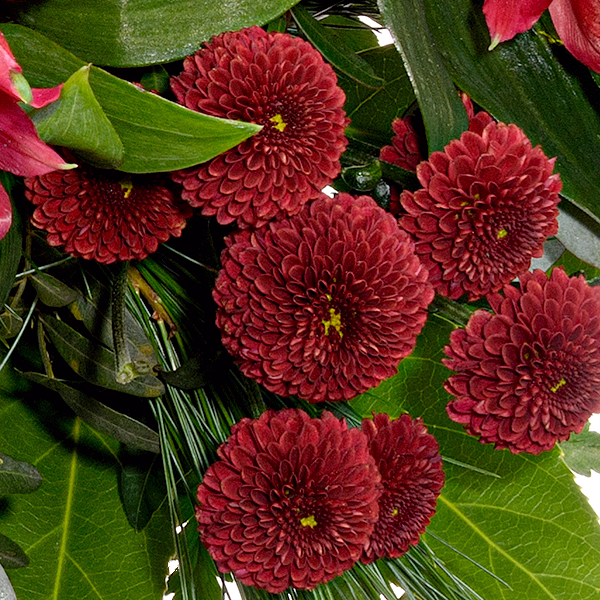 Premium Bouquer Weihnachtsromanze with Premium Vase & 3 Ferrero Giotto