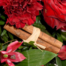 Premium Bouquer Weihnachtsromanze with premium vase & 2 Ferrero Rocher