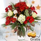 Blumenbund Weihnachtsgedicht mit Vase & 2 Ferrero Rocher