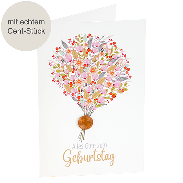 Motivkarte "Alles Gute zum Geburtstag" mit Centstück