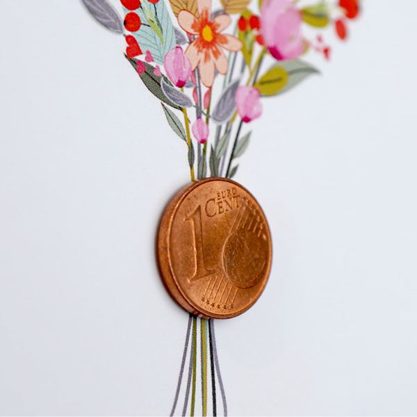 Greeting card „Alles Gute zum Geburtstag“ with cent coin