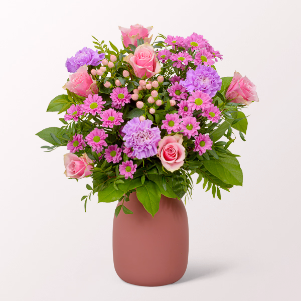 Blumenstrauß Freude mit Vase & Ferrero Giotto