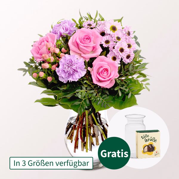 Blumenstrauß Freude mit Halloren Kugeln & Vase
