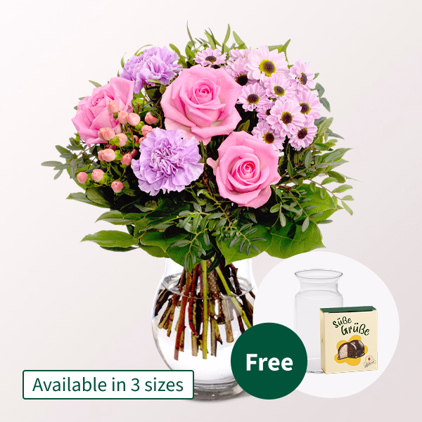 Flower Bouquet Freude with Halloren Balls & vase
