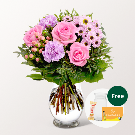 Flower Bouquet Freude with vase & 3 Ferrero Giotto