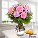 Flower Bouquet Freude with vase & 2 Ferrero Rocher