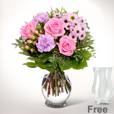 freshly tied Flower Bouquet Freude with vase