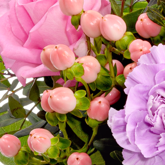 Blumenstrauß Freude mit Vase & Ferrero Giotto 3er