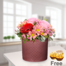 Flower Arrangement Danke with 2 Ferrero Rocher