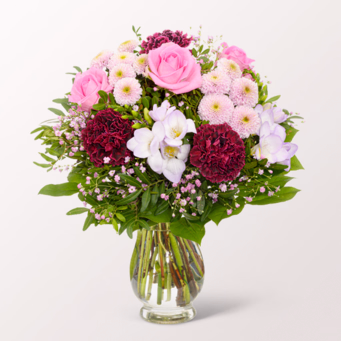 Blumenstrauß Blütenkuss mit Vase & Ferrero Giotto 3er