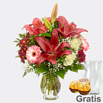 Blumenstrauß Blumenwunder mit Vase & 2 Ferrero Rocher