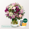 Premiumstrauß Traumhaft mit Premiumvase & Teaballs & Ferrero Giotto 3er