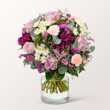 Premium Bouquet Traumhaft mit Premium Vase & 3 Ferrero Giotto