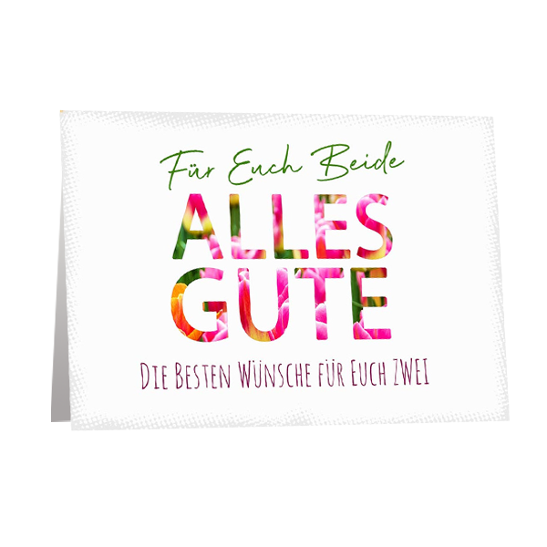 Motivkarte "Für euch beide alles Gute. Die besten Wünsche für euch zwei"