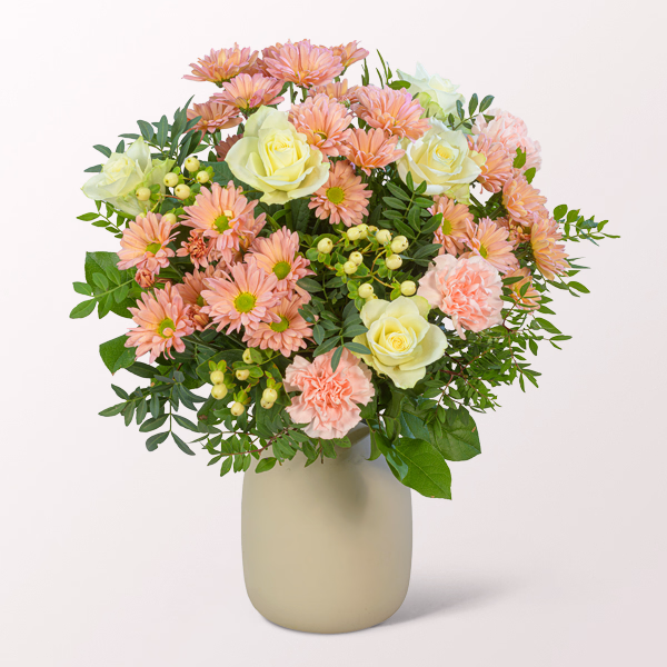 Flower Bouquet Frühlingsmorgen with vase & 3 Ferrero Giotto