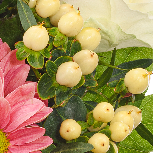 Blumenstrauß Frühlingsmorgen mit Vase & Ferrero Giotto 3er