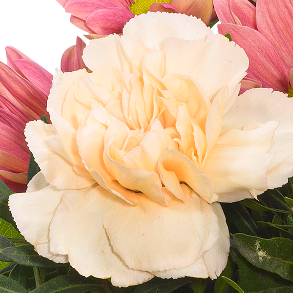 Blumenstrauß Frühlingsmorgen mit Vase & Ferrero Giotto 3er