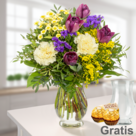 Blumenstrauß Frühlingsgarten mit Vase & 2 Ferrero Rocher