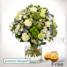 Premium Bouquet Frühlingsfrische with premium vase & 2 Ferrero Rocher
