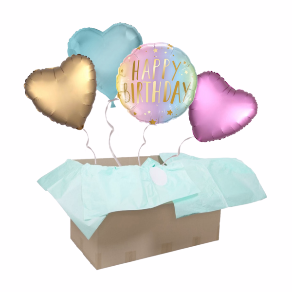 Helium Balloon Gift "Happy Birthday" Rainbow Pastel Set Send flowers