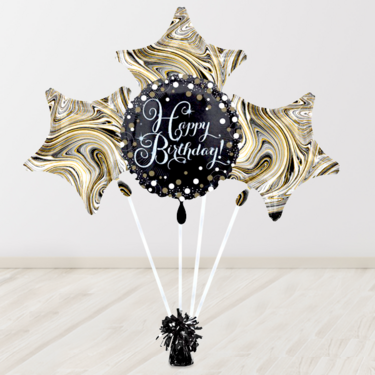 Heliumballon-Geschenk "Happy Birthday" Sparkling Silver