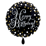 Heliumballon-Geschenk "Happy Birthday" Sparkling Silver
