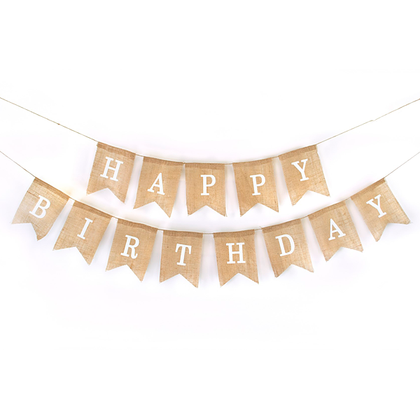 Jute garland "Happy Birthday"