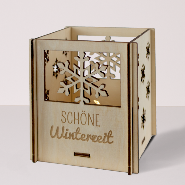 Windlicht „Schöne Winterzeit“ (12 cm)