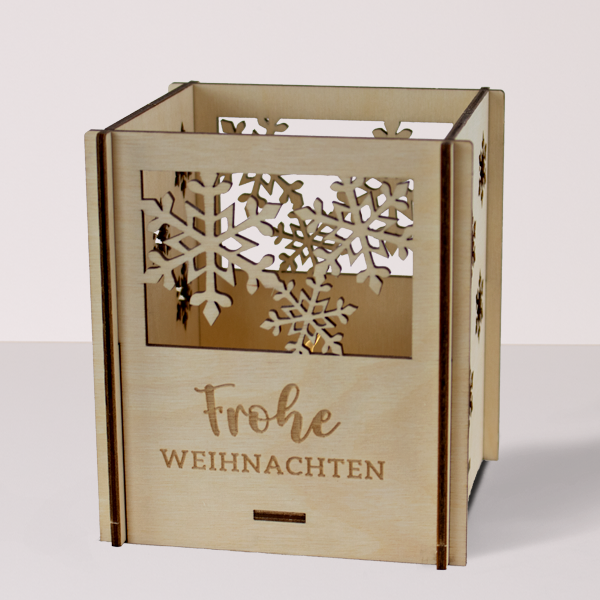 Windlicht „Frohe Weihnachten“ (12 cm)