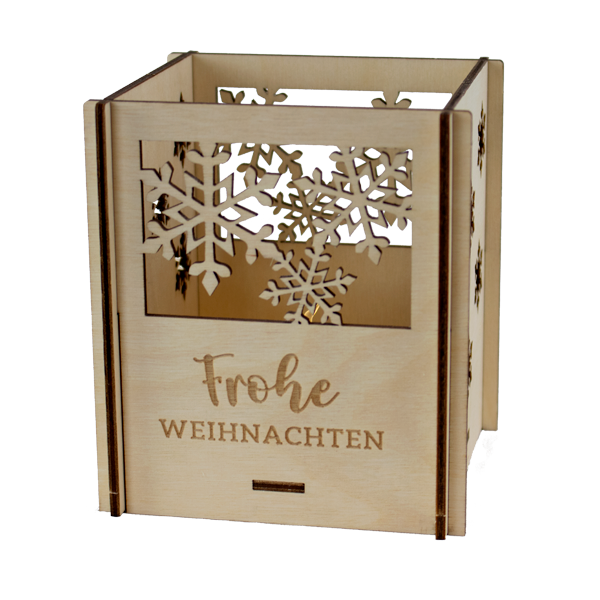 Windlicht "Frohe Weihnachten" (12 cm)