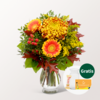 Blumenstrauß Herbstsymphonie mit Vase & Teaballs & Ferrero Giotto 3er