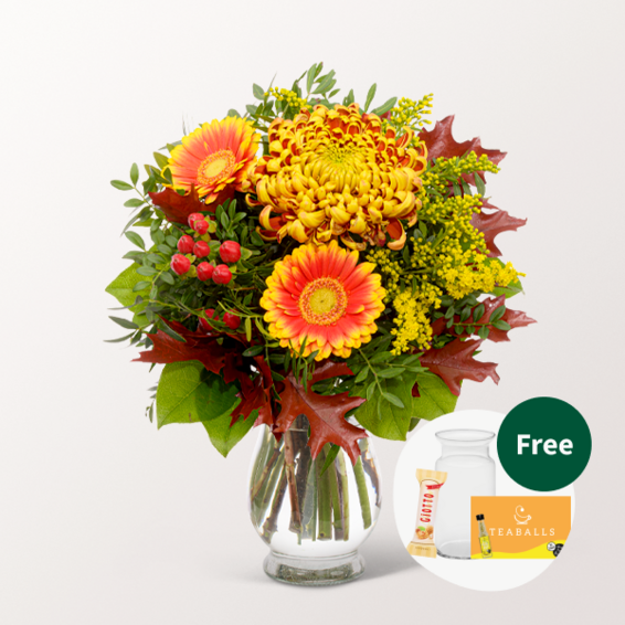 Flower Bouquet Herbstsymphonie with vase & Teaballs & 3 Ferrero Giotto