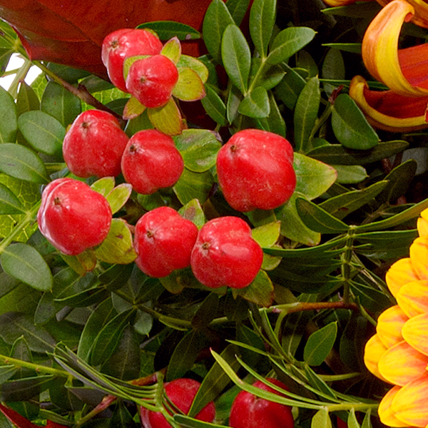 Blumenstrauß Herbstsymphonie mit Halloren Kugeln & Vase