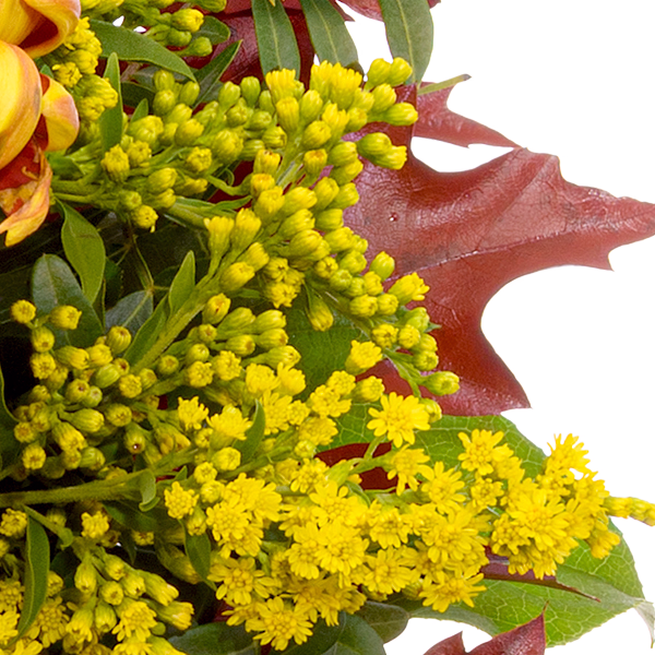 Blumenstrauß Herbstsymphonie mit Halloren Kugeln & Vase
