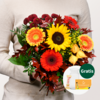 Blumenstrauß Herbstfest mit Vase & Teaballs & Ferrero Giotto 3er
