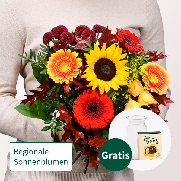 Blumenstrauß Herbstfest mit Halloren Kugeln & Vase