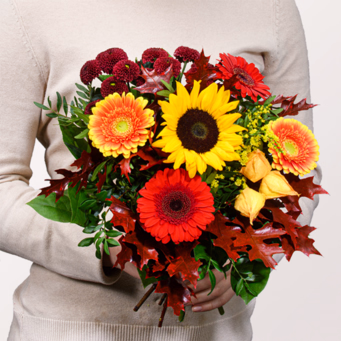 Blumenstrauß Herbstfest mit Halloren Kugeln & Vase