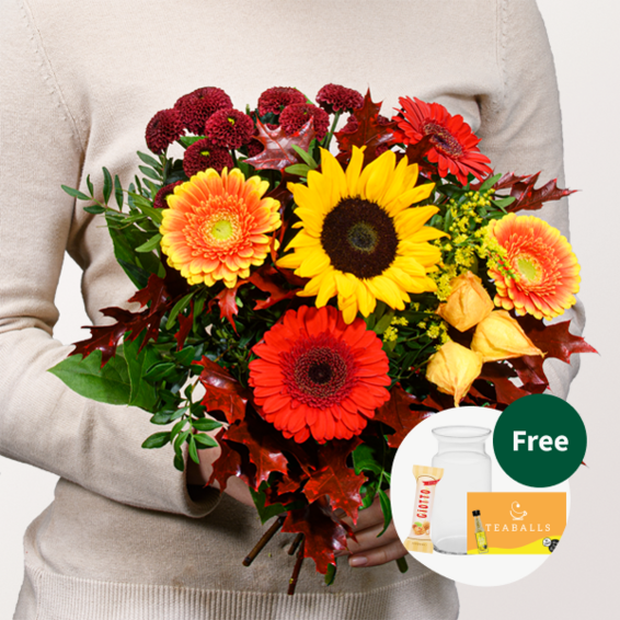 Flower Bouquet Herbstfest with vase & Teaballs & 3 Ferrero Giotto