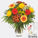 Blumenstrauß Landliebe mit Vase & Ferrero Raffaello