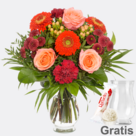 Blumenstrauß Herbsttanz mit Vase & Ferrero Raffaello