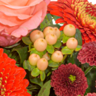 Blumenstrauß Herbsttanz mit Vase & Ferrero Raffaello