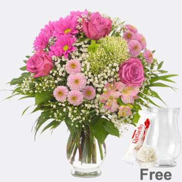 Flower Bouquet Herbstbote with vase & Ferrero Raffaello