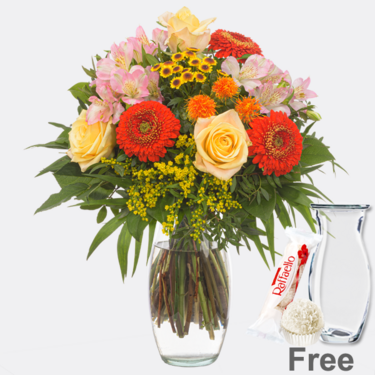 Flower Bouquet Herbststrahlen with Vase & Ferrero Raffaello