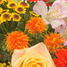 Blumenstrauß Herbststrahlen mit Vase & Ferrero Raffaello