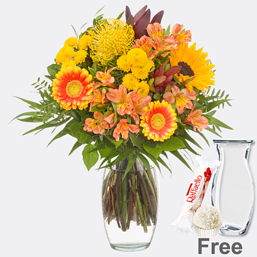 Flower Bouquet Sonnenbad with Vase & Ferrero Raffaello