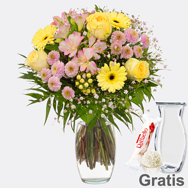 Blumenstrauß Lust auf Herbst mit Vase & Ferrero Raffaello