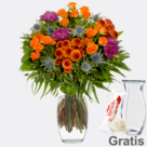 Blumenstrauß Goldener Herbst mit Vase & Ferrero Raffaello